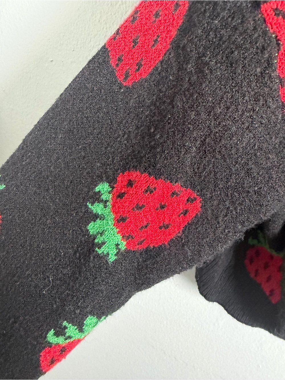 art class Black Cardigan with Red Strawberry Motif - Picture 3 of 6